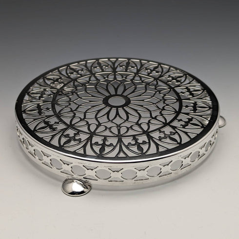 1923 年英國古董鍍銀茶壺杯墊